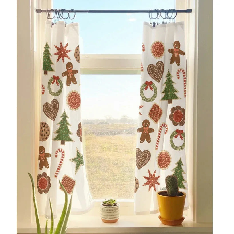 Christmas Cookies Cafe Curtains - Gingiber