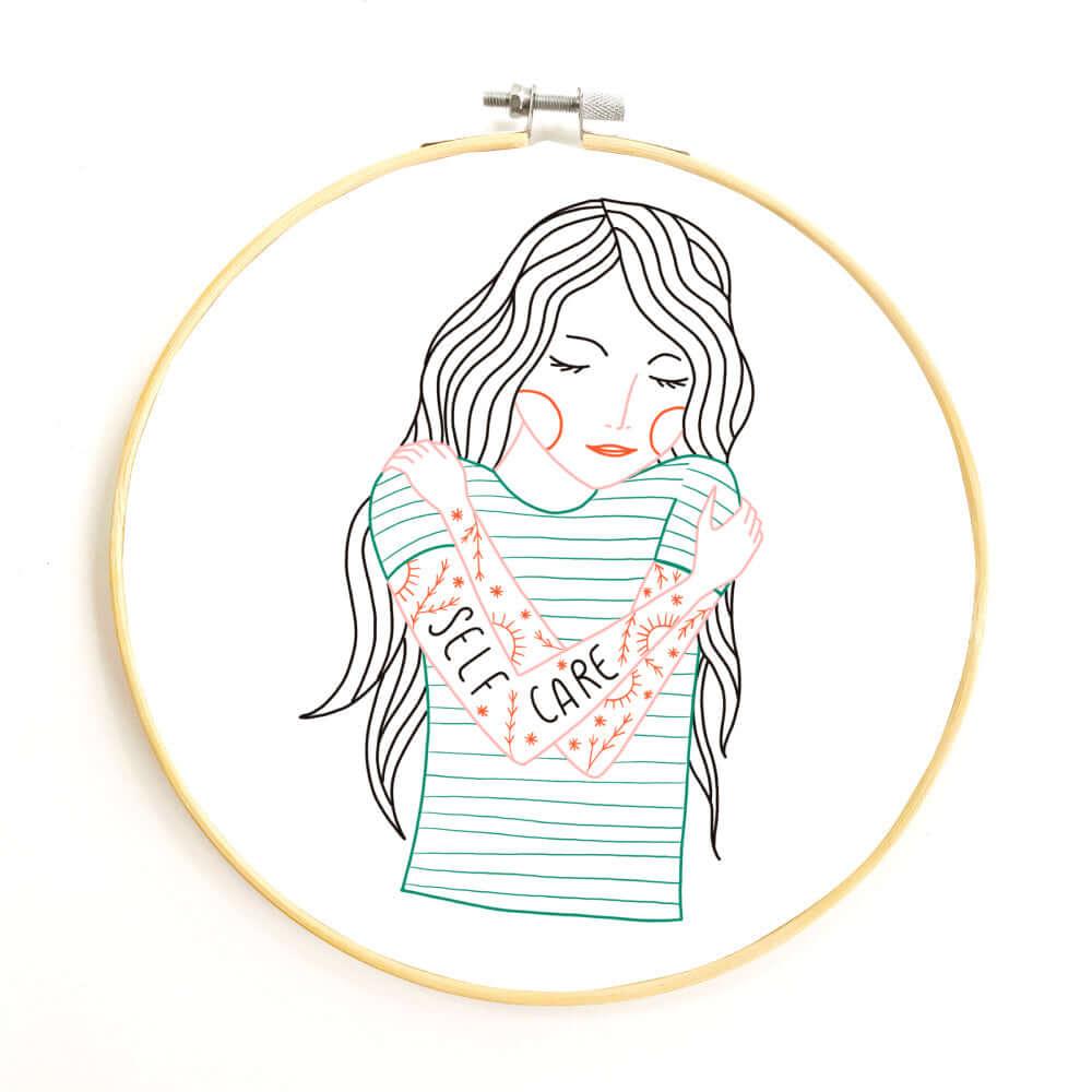 Self Care Embroidery Pattern PDF - Gingiber