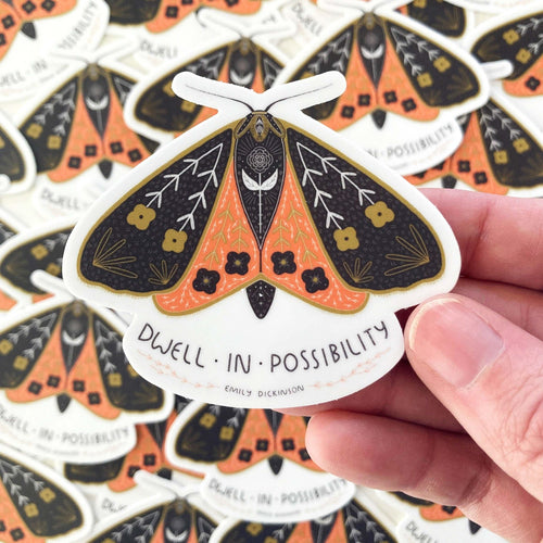 Dwell In Possibility Moth Sticker - Gingiber