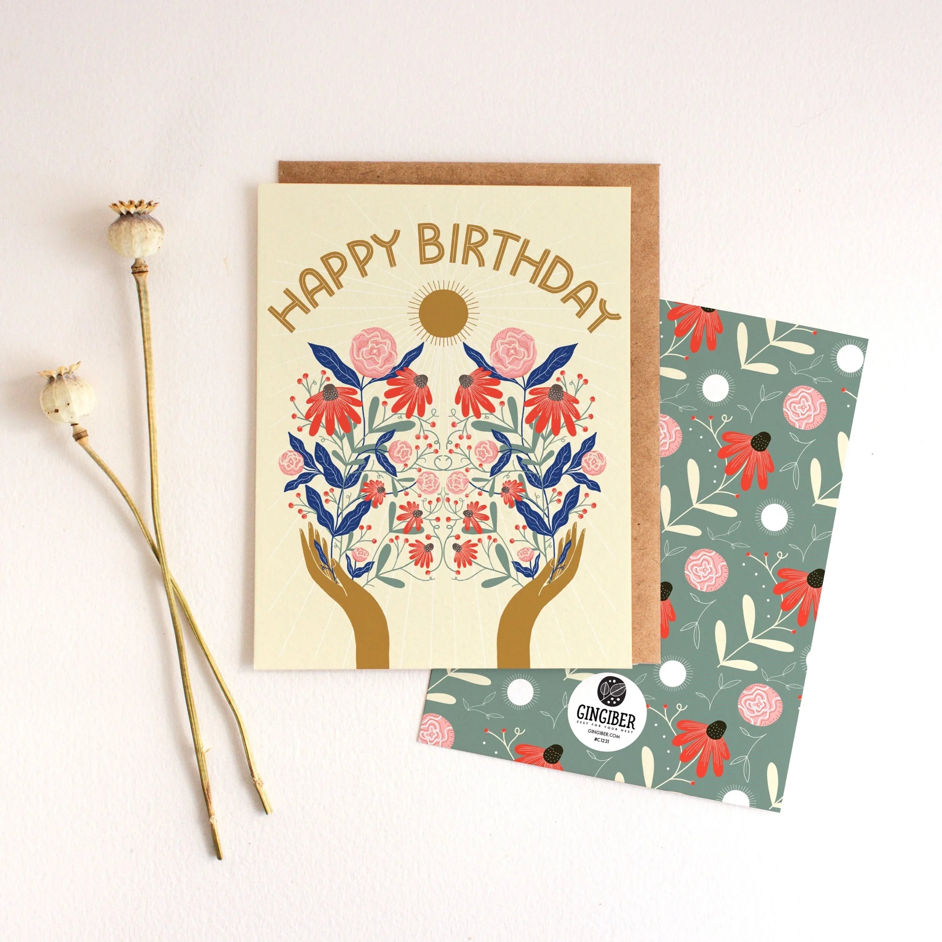 Birthday Flowers Card - Gingiber