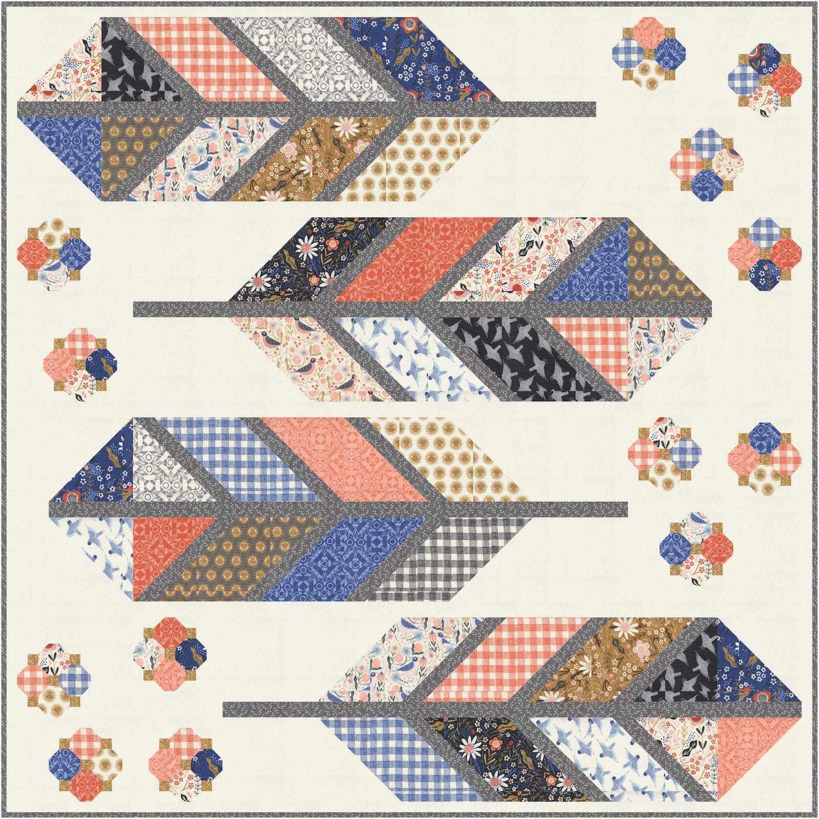 Be As A Feather Quilt Pattern - PDF - Gingiber