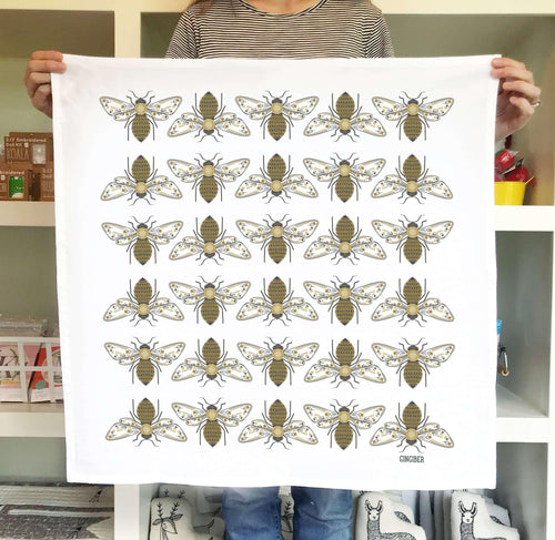 tea towels with illustrated bees