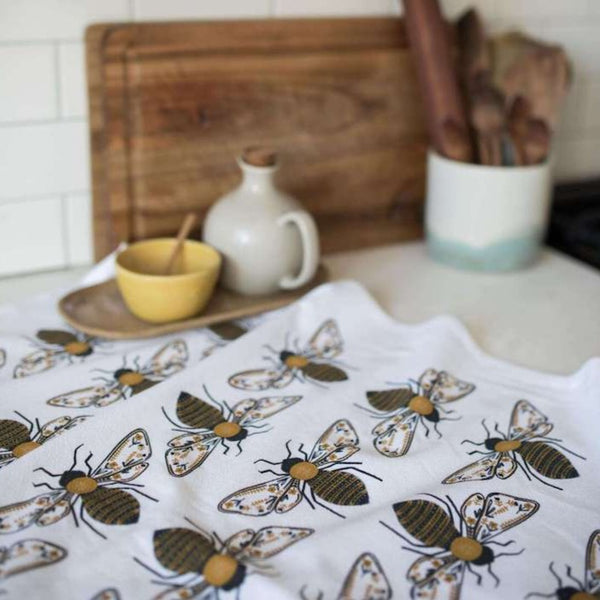 Bee Sweet and Bumble Flour Sack Towel, Bee Kitchen Towel, Bee