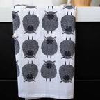 tea towel with illustrated sheep