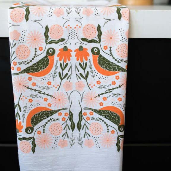 tea towels with illustrated birds