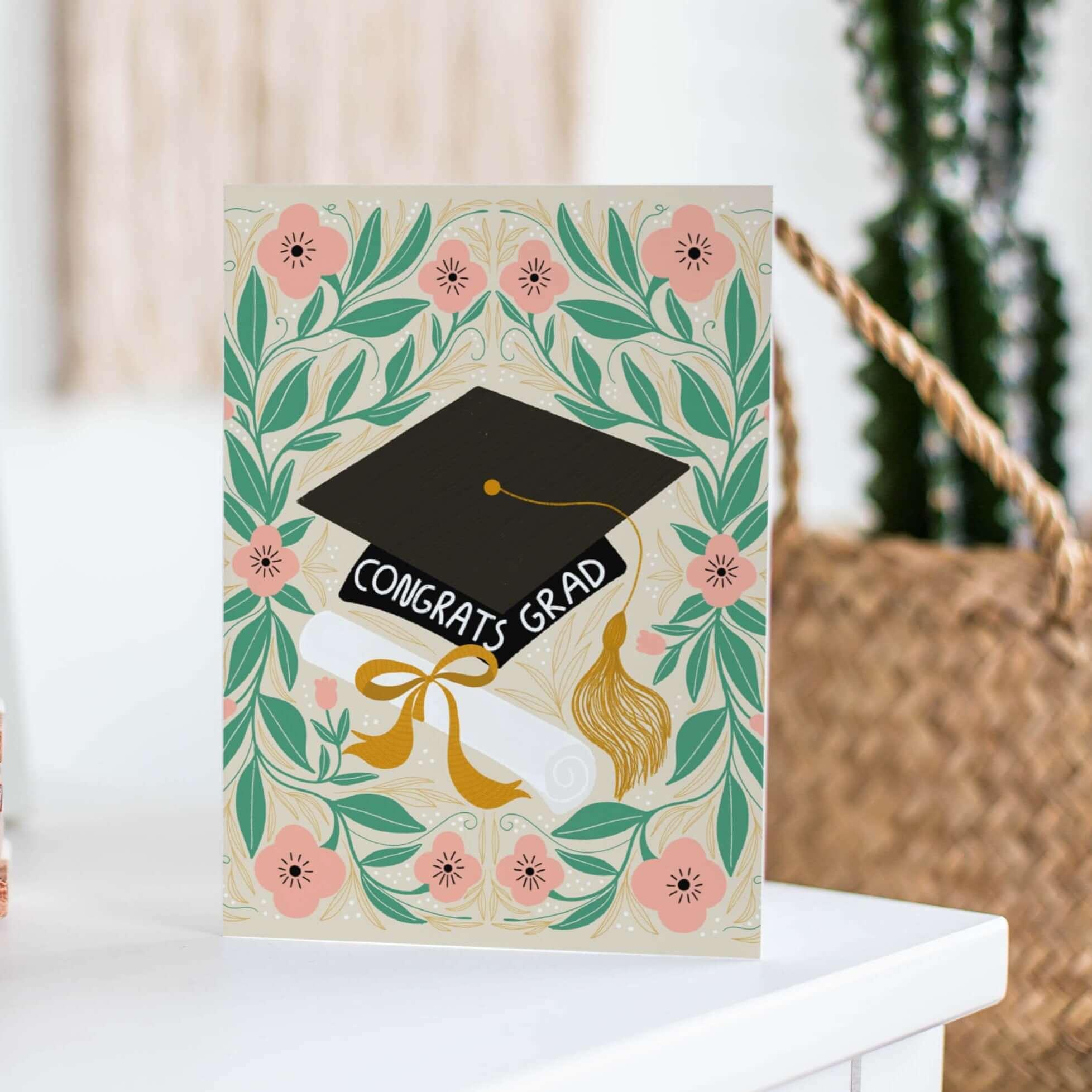 Grad Floral Card