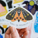 Dwell In Possibility Moth Sticker - Gingiber