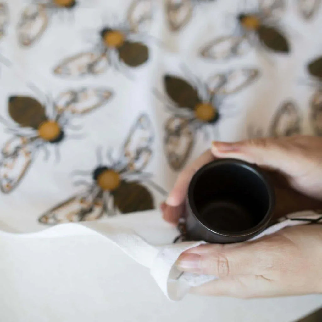 tea towels with illustrated bees